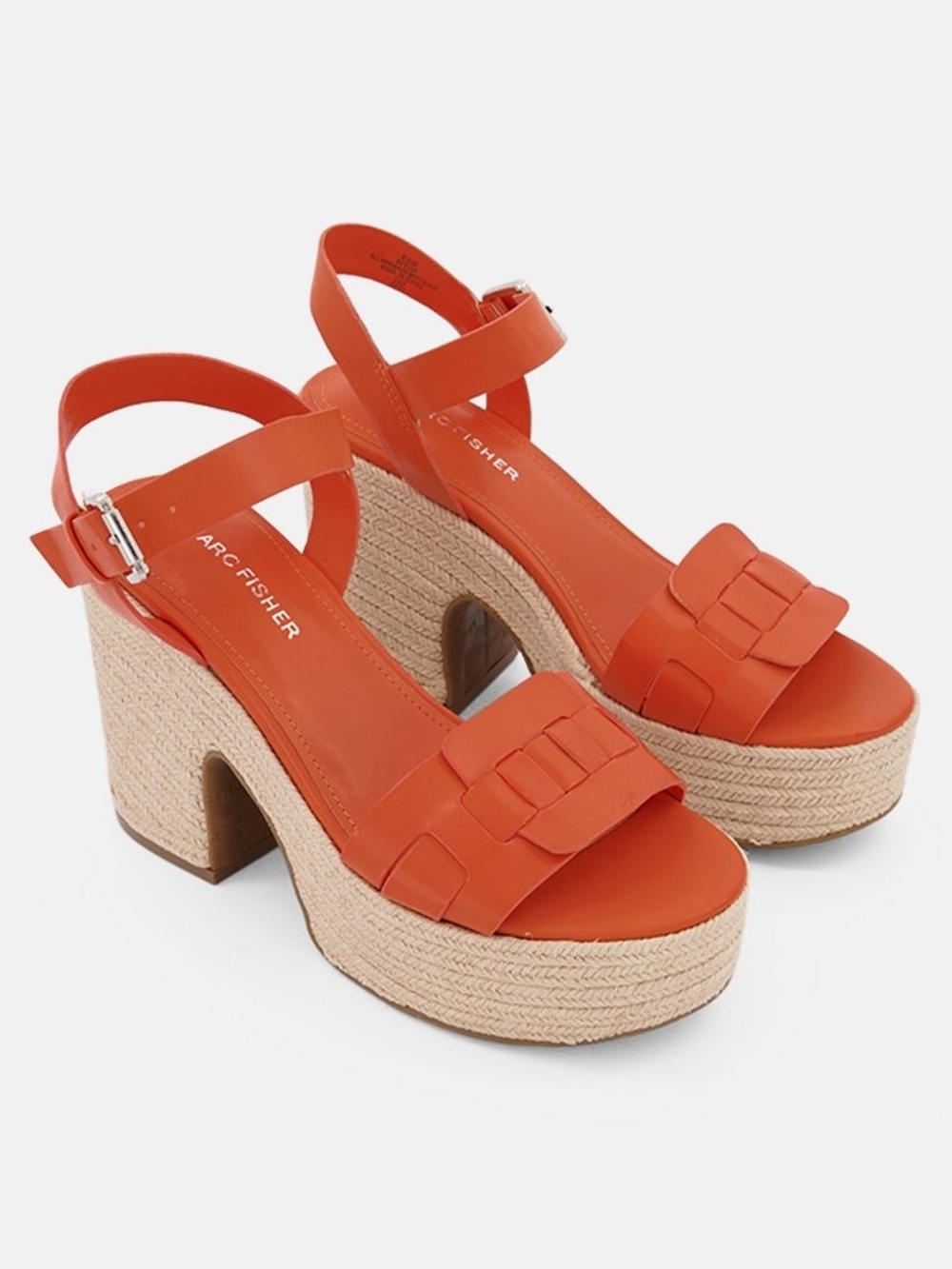 Marc Fisher Orange Woven-Platform Leather Sandals